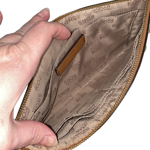 Michael Kors Acorn Sandrine Studded Saffiano Leather Wristlet - Picture 7 of 16